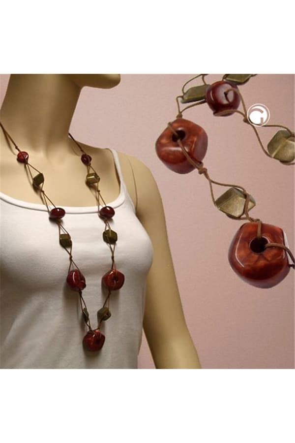 Necklace Copper-Brown Vintage-Brass 90cm - GL02440