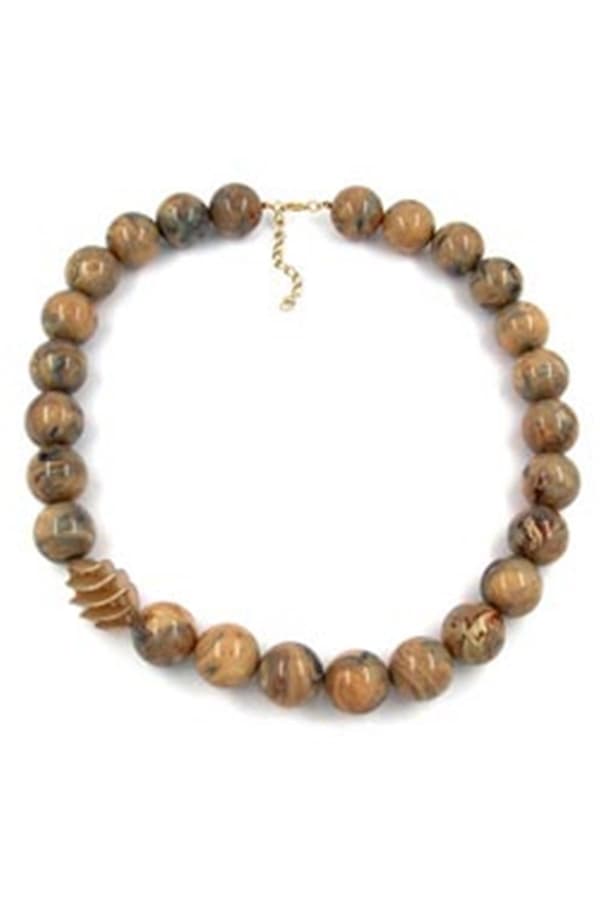 Necklace Beads 22mm Brown Marbled 60cm - GL02386