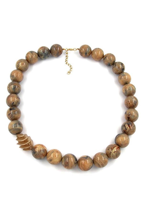 Necklace Beads 22mm Brown Marbled 60cm - GL02386