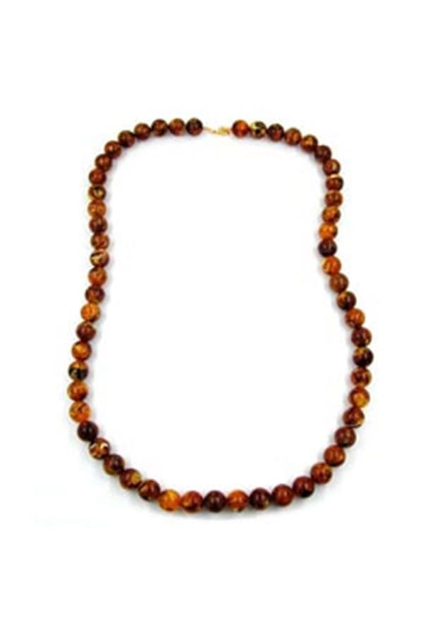 Necklace Beads 14mm Brown Dark 80cm - GL01597