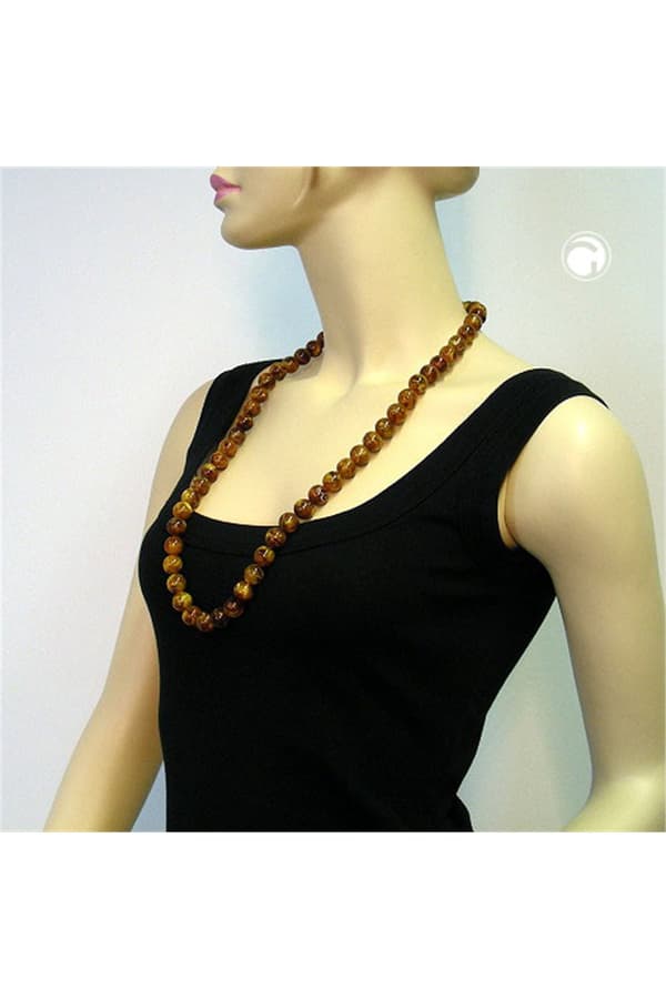 Necklace Beads 14mm Brown Dark 80cm - GL01597