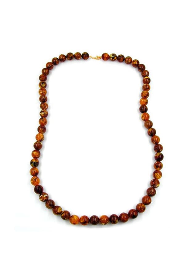 Necklace Beads 14mm Brown Dark 80cm - GL01597