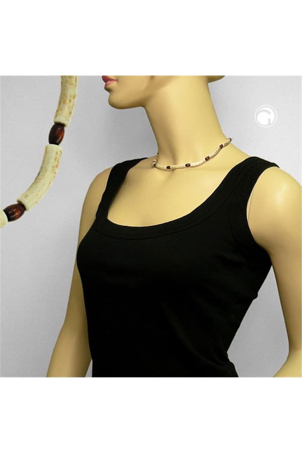 Necklace Beads Ivory-Brown 42cm - GL01519