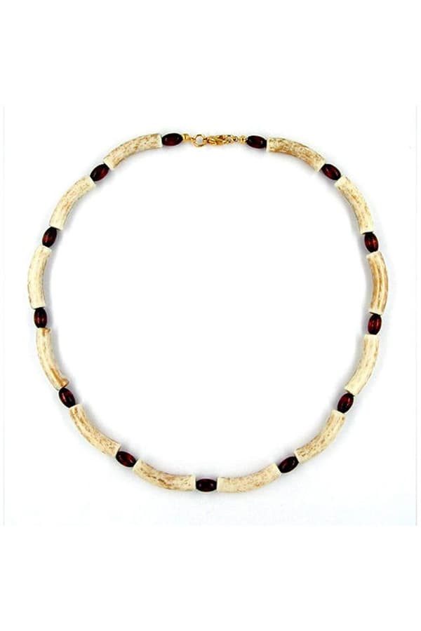 Necklace Beads Ivory-Brown 42cm - GL01519