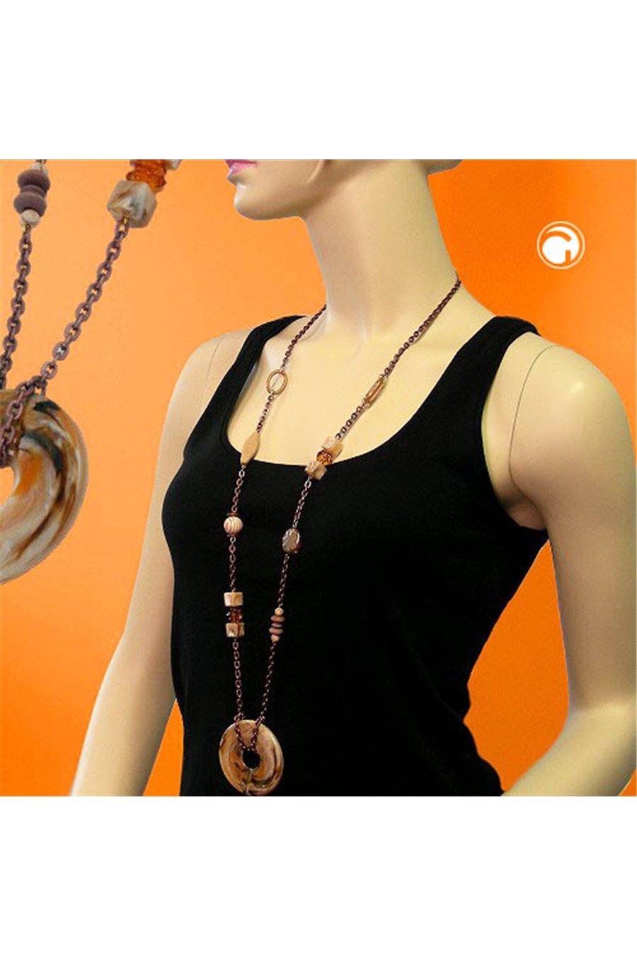 Necklace Hoops Brown 95cm - GL00382