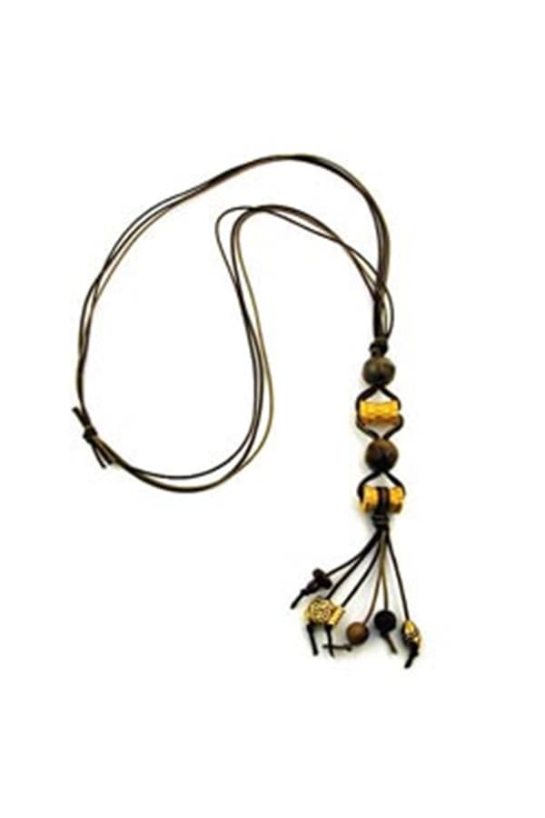 Necklace Gold-Coloured/ Brown Beads Fantasy Design - GL00258
