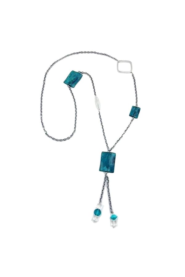 Necklace Anchor Chain Turquoise Marbled 95cm - GL00099