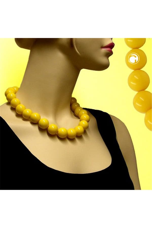 Necklace Beads 20mm Yellow-Shiny 50cm - GL02340