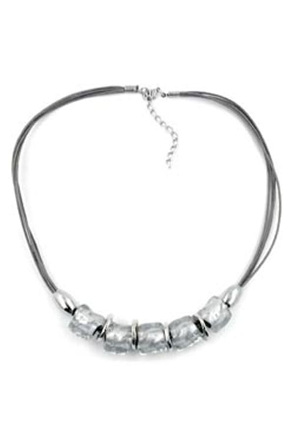 Necklace Stone Bead Crystal-Silver 50cm - GL01274