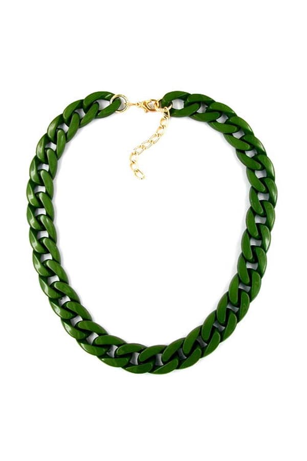 Necklace Curb Chain Green Glossy - GL05858