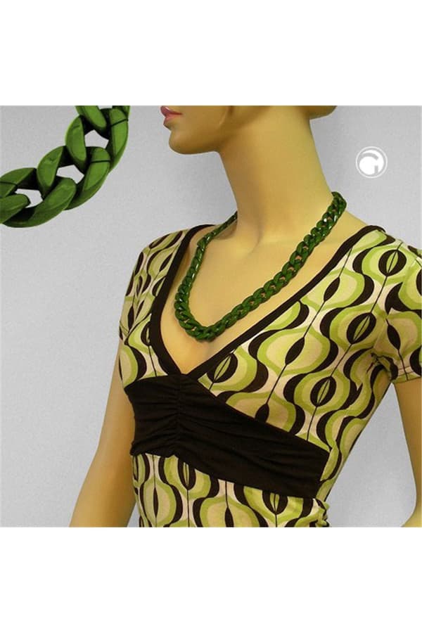 Necklace Curb Chain Green Glossy - GL05858