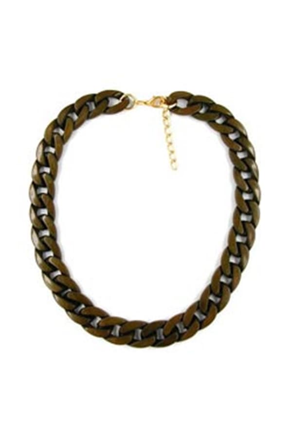 Necklace Curb Chain Dark Olive Green - GL05852