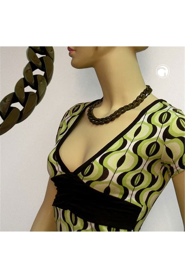 Necklace Curb Chain Dark Olive Green - GL05852