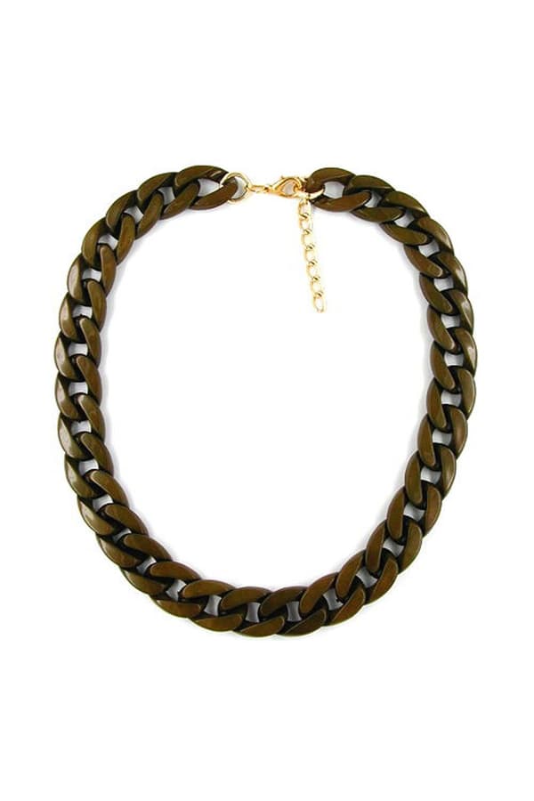 Necklace Curb Chain Dark Olive Green - GL05852