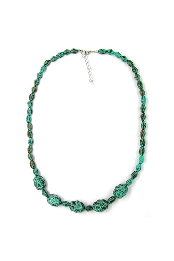 Necklace Eye-Catching Beads Green-Black 55cm - GL03251