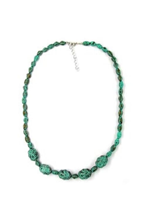 Necklace Eye-Catching Beads Green-Black 55cm - GL03251