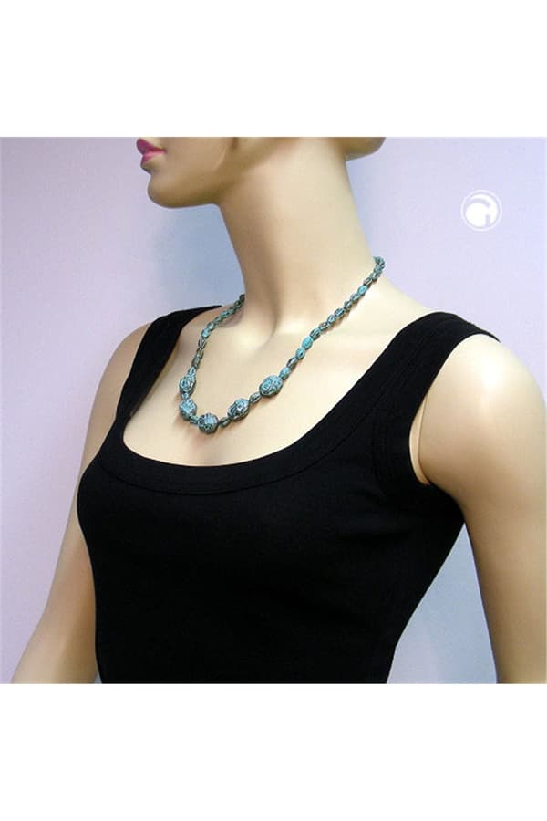 Necklace Eye-Catching Beads Green-Black 55cm - GL03251