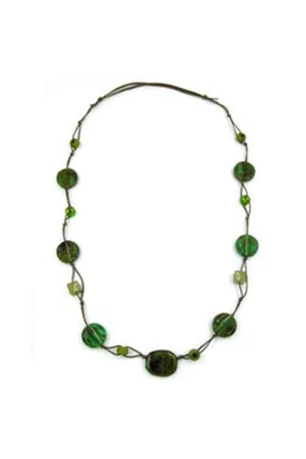 Necklace Beads Green-Brown - GL00037