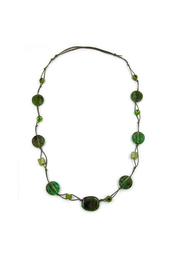 Necklace Beads Green-Brown - GL00037