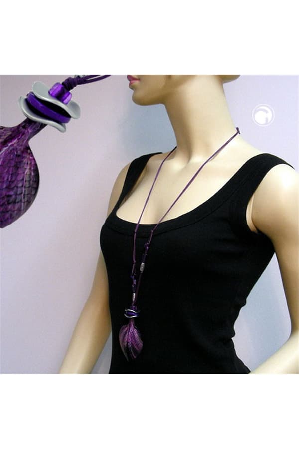 Necklace Scaled Leaf Lilac-Lavender 95cm - GL02675