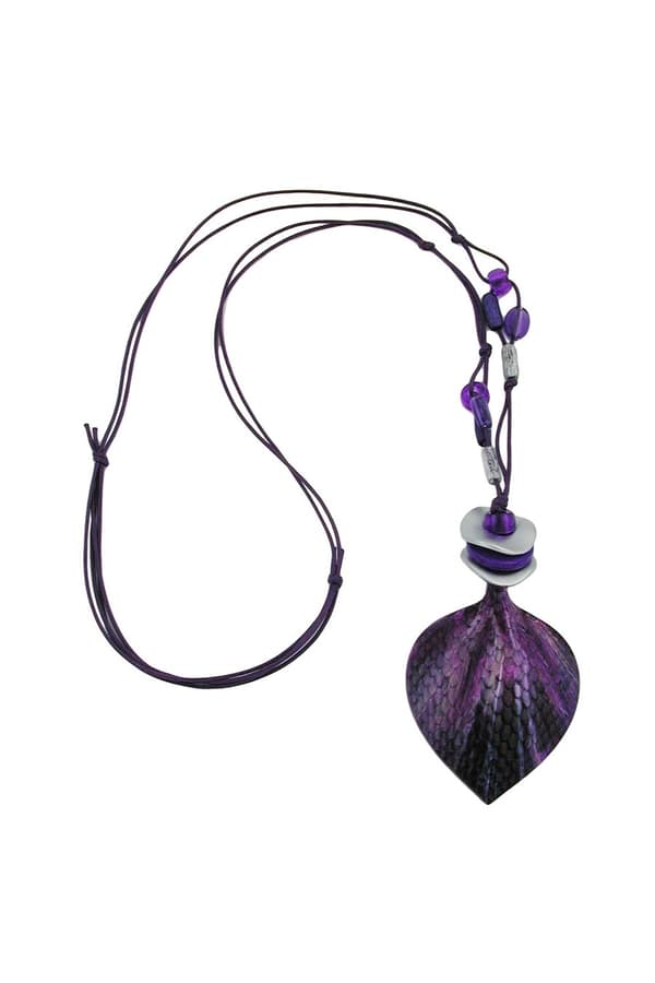 Necklace Scaled Leaf Lilac-Lavender 95cm - GL02675