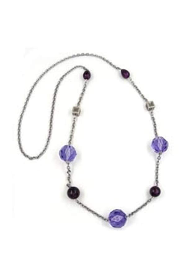 Necklace Faceted Beads Purple 100cm - GL02264