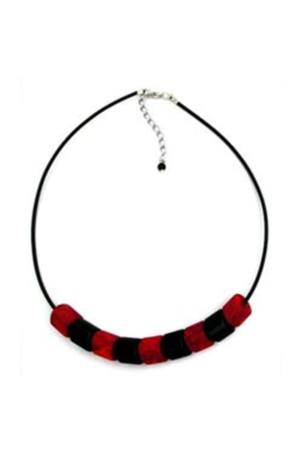 Necklace Red-Black Beads 45cm - GL04619