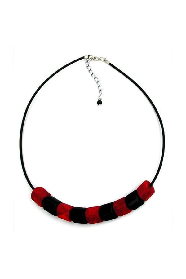 Necklace Red-Black Beads 45cm - GL04619