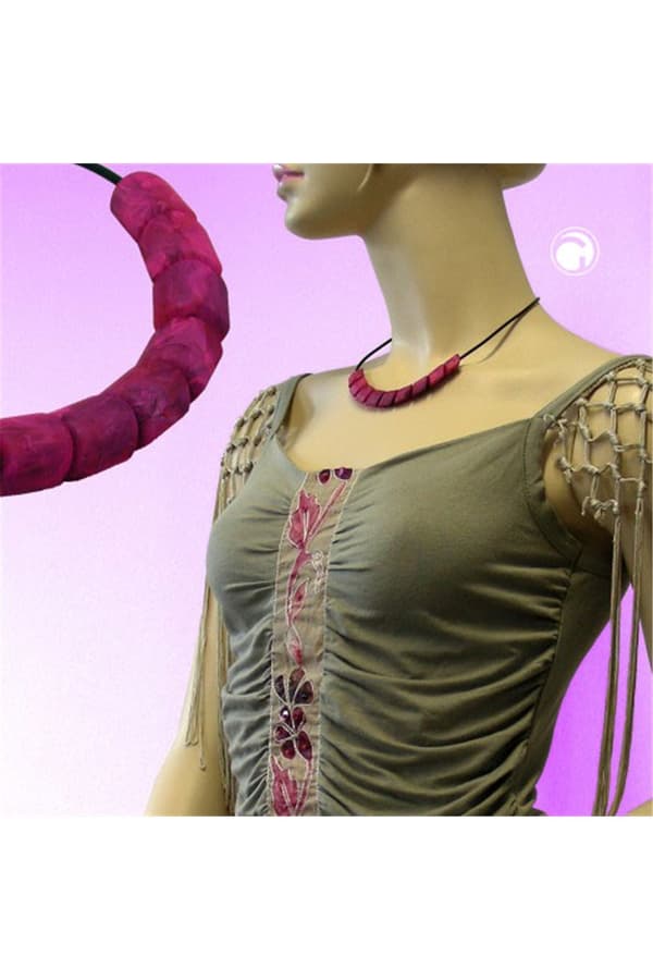 Necklace Beads Pink-Marbeled 45cm - GL04361