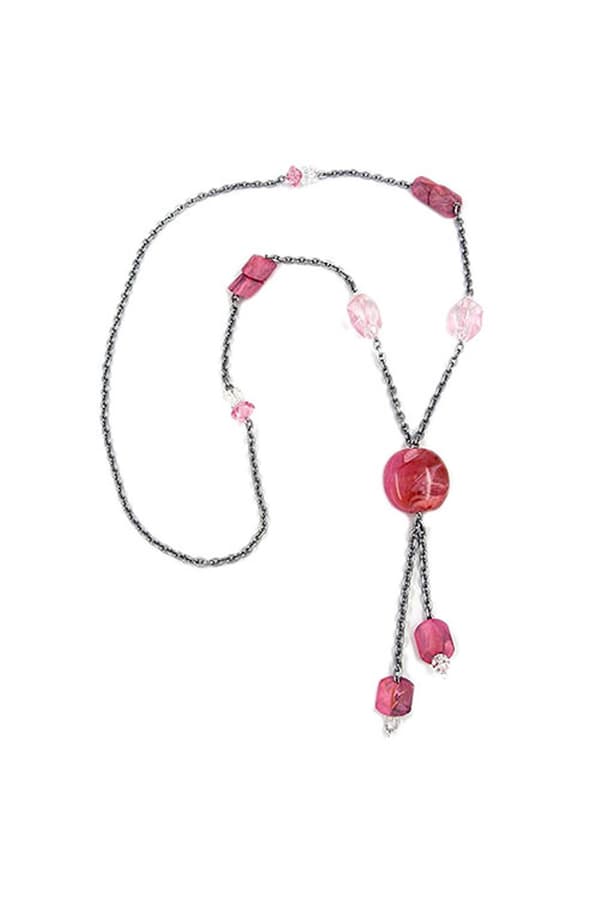 Necklace Nugget-Beads Pink 90cm - GL02409