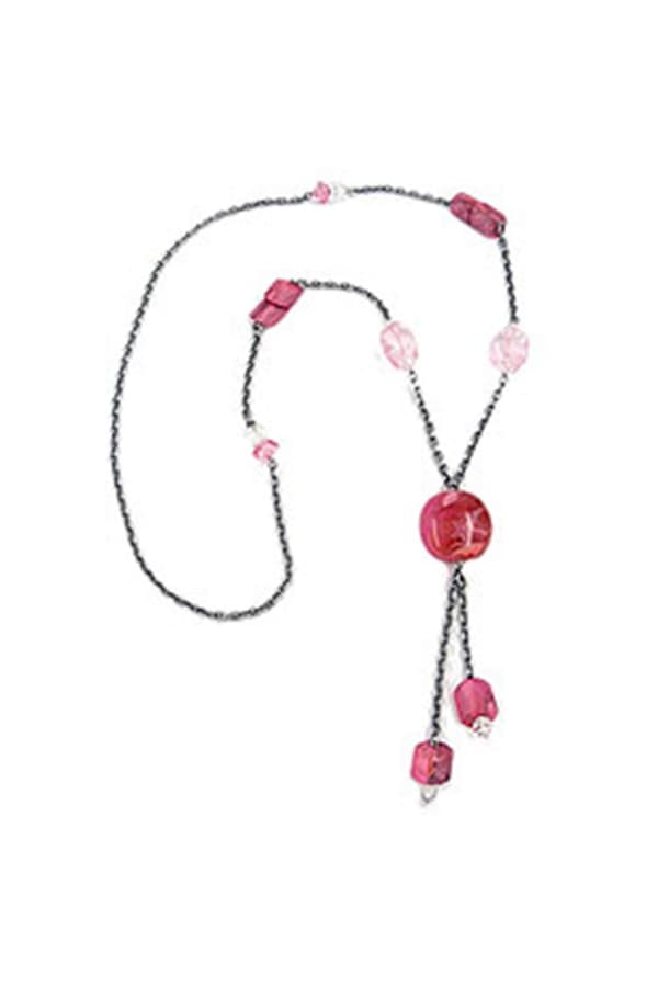 Necklace Nugget-Beads Pink 90cm - GL02409