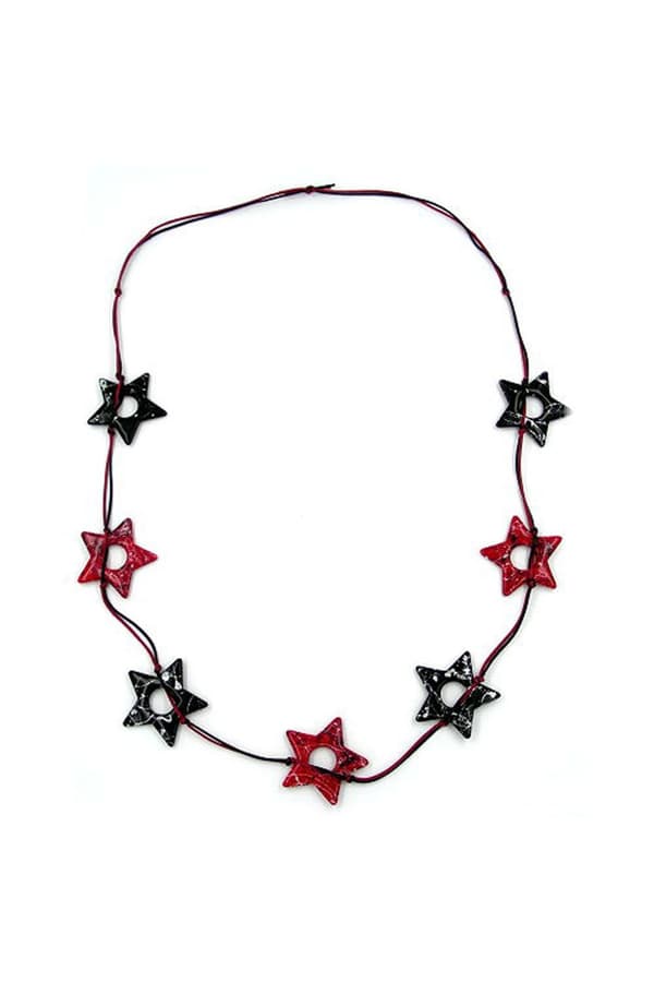 Necklace Star Black-Silver Red 100cm - GL02126