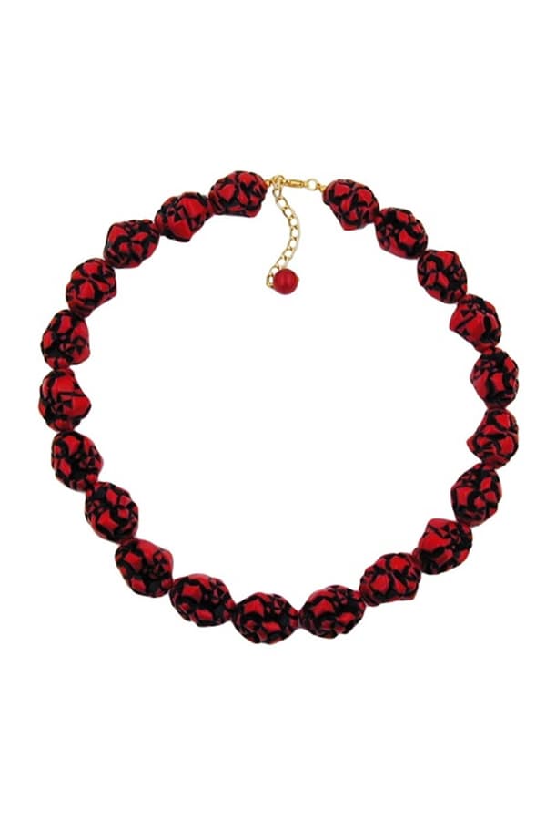 Necklace Red/Black Designer Beads - GL01950