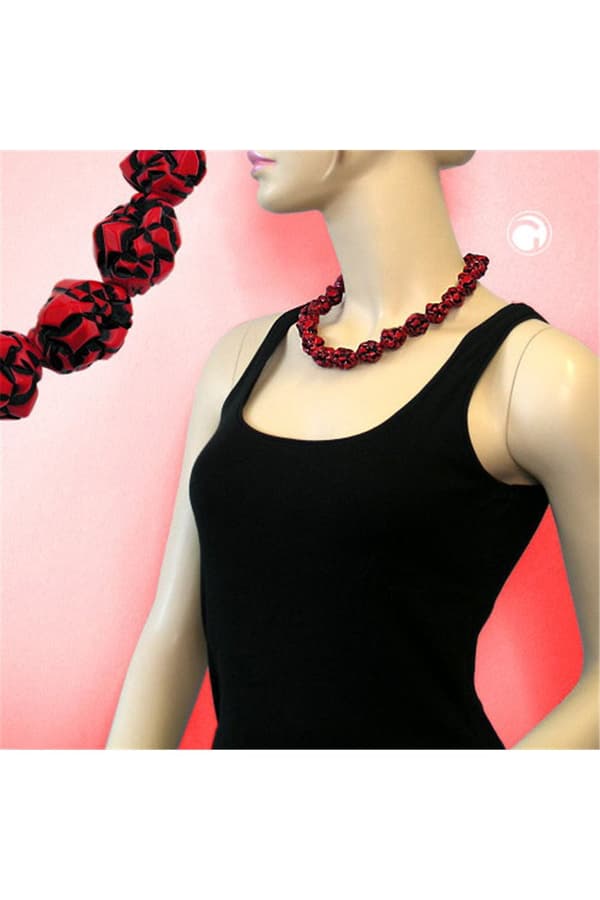 Necklace Red/Black Designer Beads - GL01950