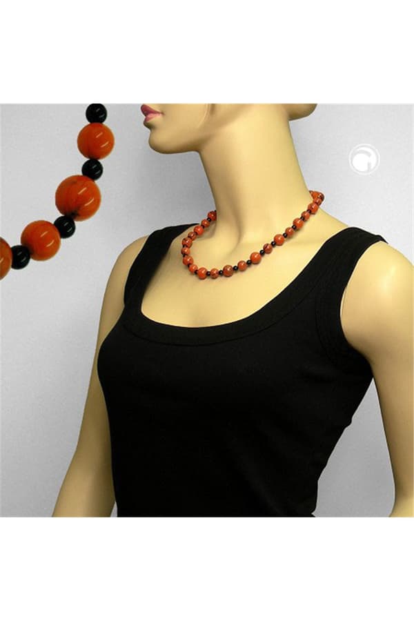 Necklace Beads Black - GL01177