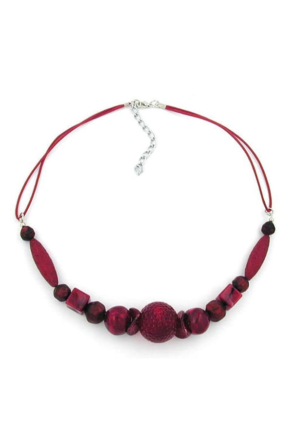 Necklace Bordeaux/ Dark Red Marbled Beads - GL00802