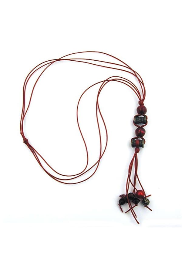 Necklace Antique Gold Coloured/ Red - GL00792