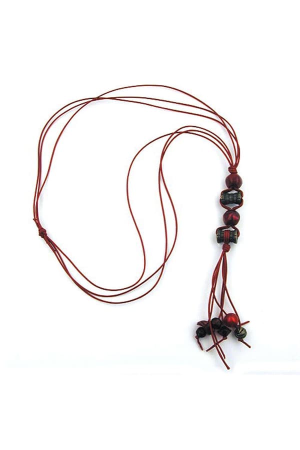 Necklace Antique Gold Coloured/ Red - GL00792