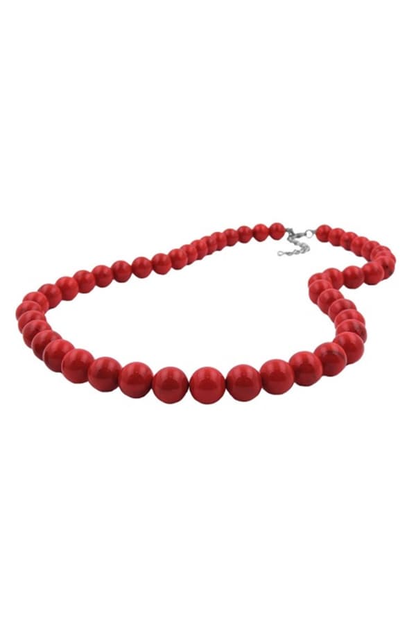 Necklace Dark Red Marbled Beads 12mm 80cm - GL00338-80