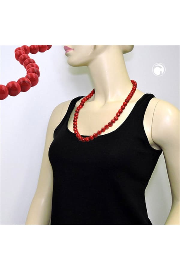 Necklace Dark Red Marbled Beads 12mm 70cm - GL00338-70