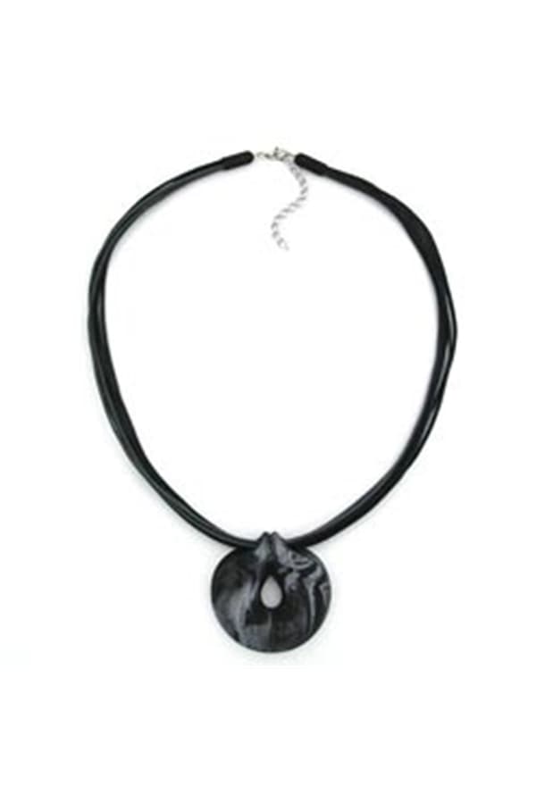 Necklace Amulet Grey-Black 50cm - GL07399