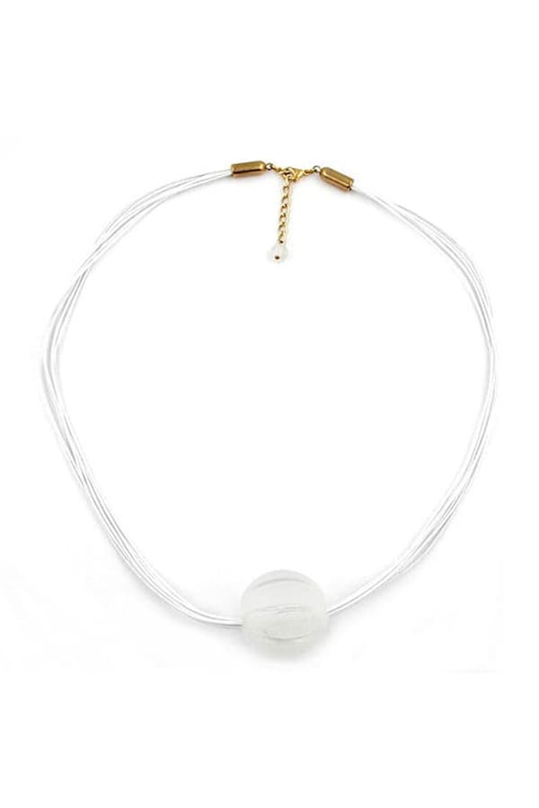 Necklace Big Bead Transparent/ Gold - GL02086