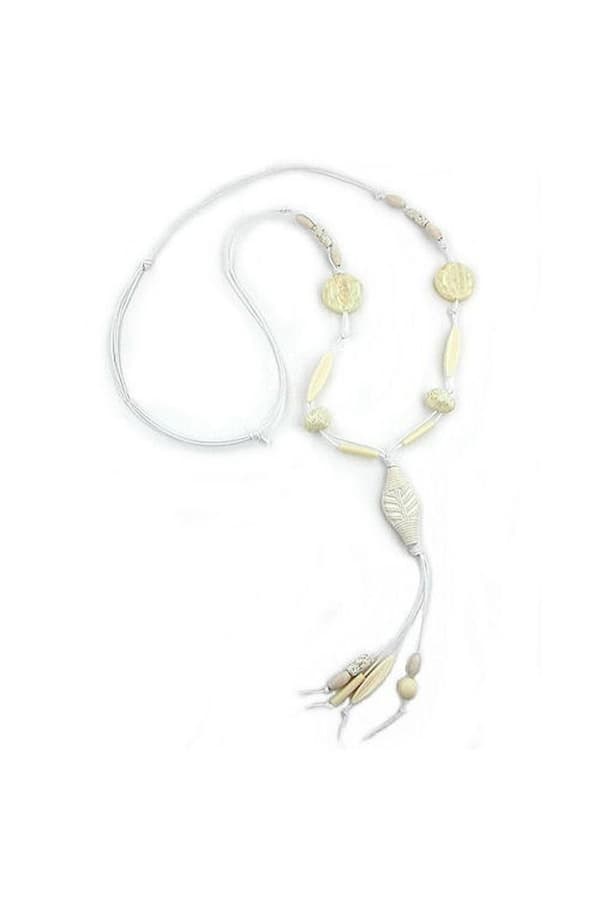 Necklace Leafs Beige Matte 100cm - GL01963