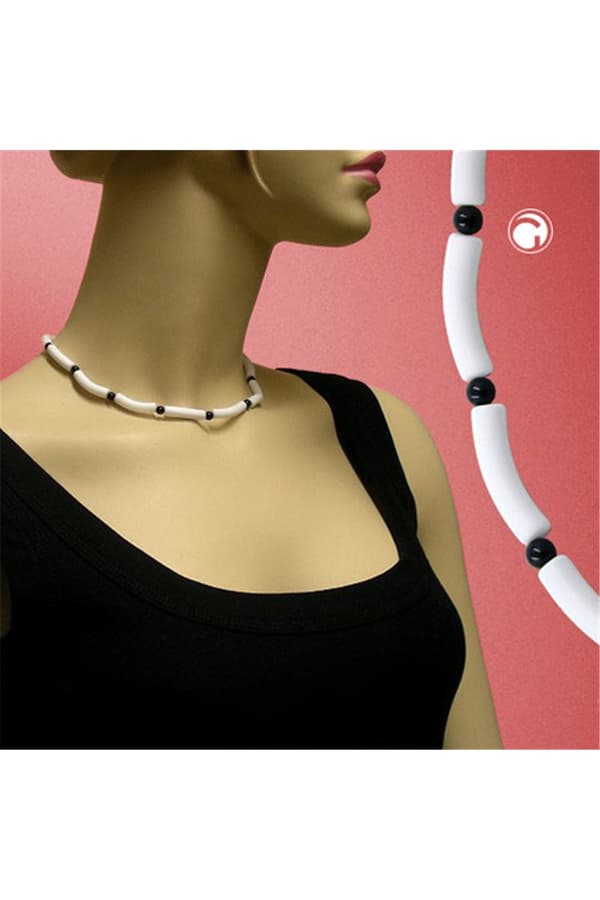 Necklace Beads White/Black - GL01521