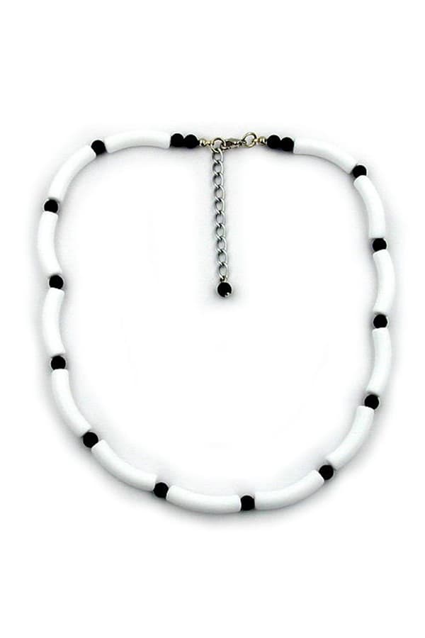 Necklace Beads White/Black - GL01521