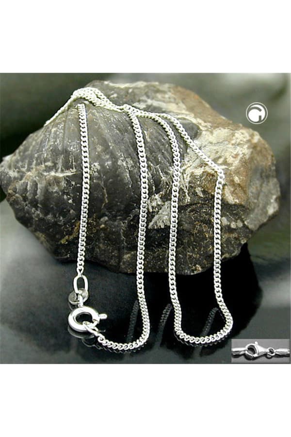 Necklace 1.4mm Flat Curb Chain 2x Diamond Cut Silver 925 38cm - GL101401-38