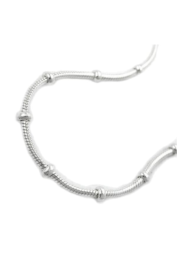 Necklace 1mm Round Snake Chain With Balls Symmetrical Silver 925 42cm - GL119007-42