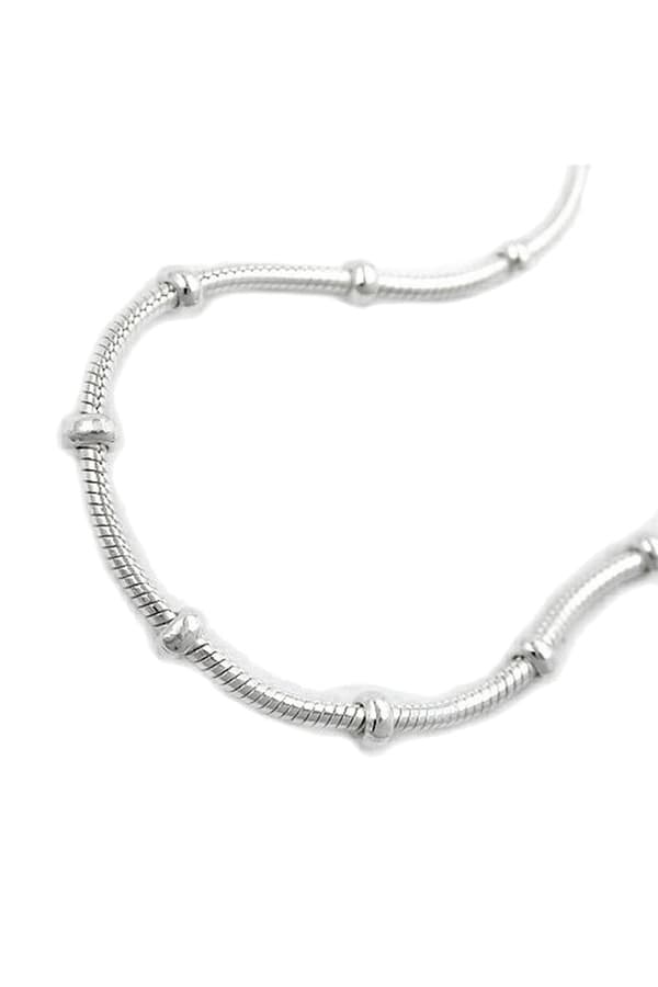 Necklace 1mm Round Snake Chain With Balls Symmetrical Silver 925 42cm - GL119007-42