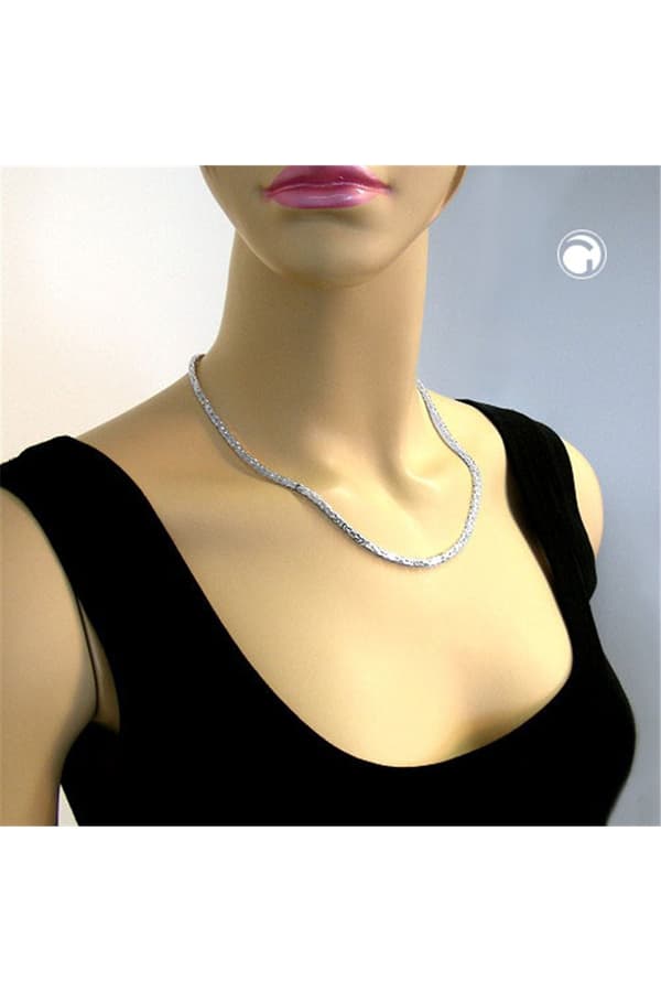 Necklace 3mm Square Byzantine Chain Shiny Silver 925 45cm - GL137000-45