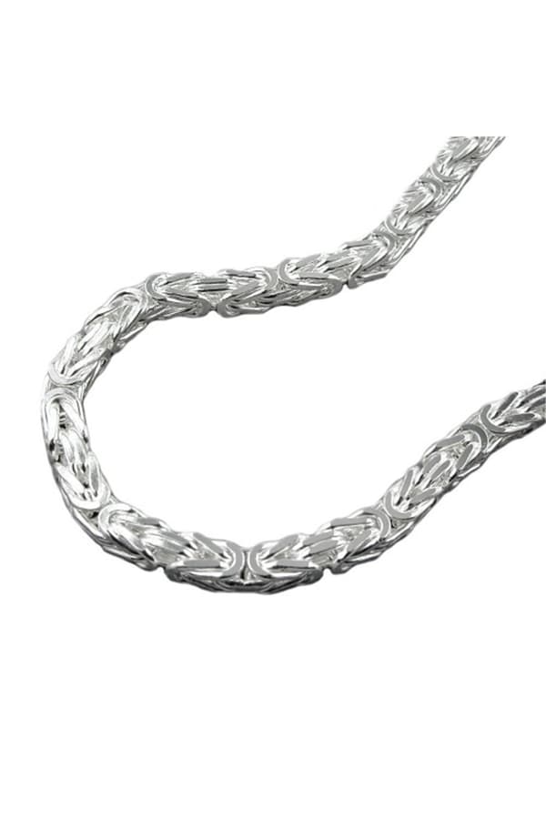 Necklace 2x2mm Square Byzantine Chain Shiny Silver 925 45cm - GL137004-45